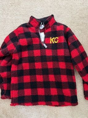 Womens KC Plaid Pullover with sequins M